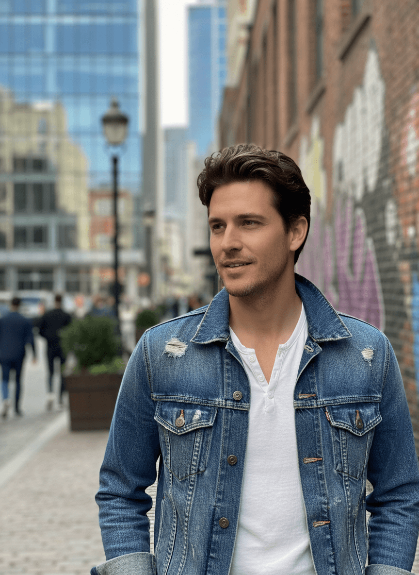 Casual denim try-on